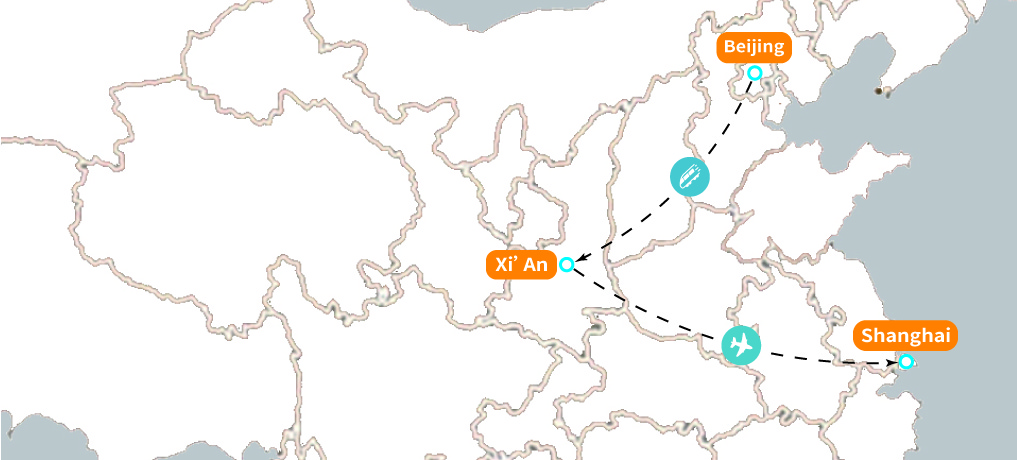 8-Day Beijing, Xian and Shanghai Group Tours Map
