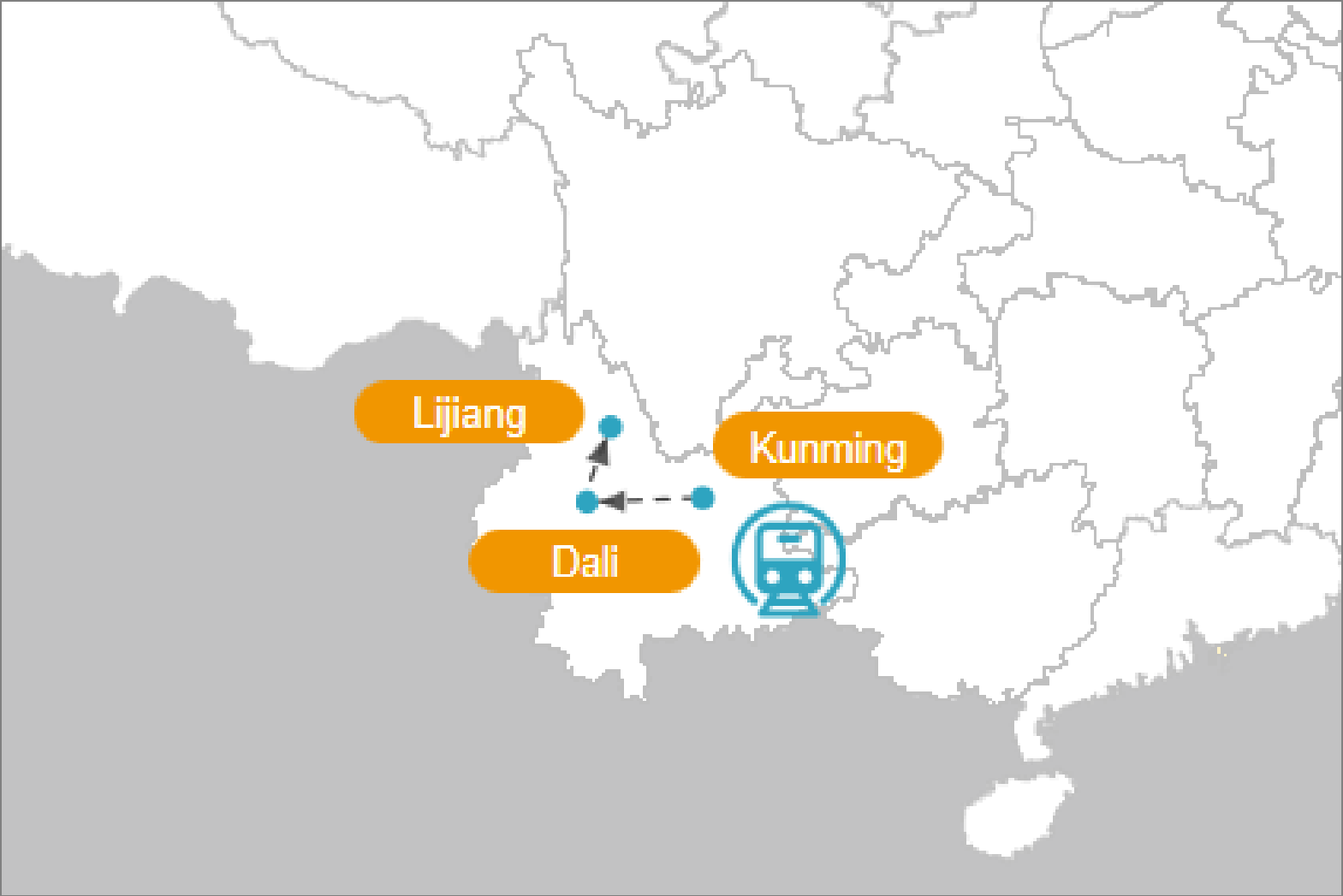 6 Days Southwest of China Group Tour Map