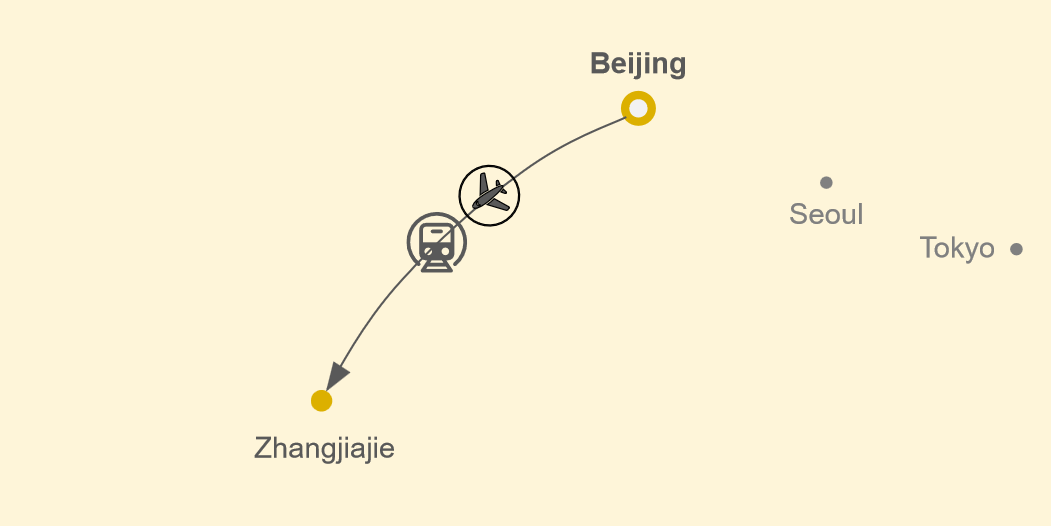 Beijing to Zhangjiajie Tour Map